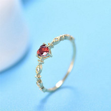 2020 красный камень сердце женщина кольцо Кристалл Девушка Серебряный цвет красота женщина подарок 2024 - купить недорого