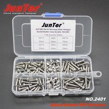120pcs M4 (4mm) A2 Stainless Steel ISO7380 Button Head Hex Socket Screws Allen Bolts Assortment Kit NO.2401 2024 - buy cheap