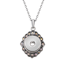 New Vintage Flower Snap Button Necklace with Chains Metal Snap Pendant Necklace Fit 18mm 20mm Snap Button Jewelry for Women 2024 - buy cheap