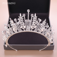 Moderno Color plateado Tiaras y coronas perlas de diamantes de imitación diadema hecha a mano mujeres princesa pelo joyería desfile boda Accesorios 2024 - compra barato