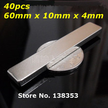 Wholesale 40pcs Super Strong Neodymium Rectangle Block Magnets 60mm x 10mm x 4mm N35 Rare Earth NdFeB Cuboid Magnet 2024 - buy cheap