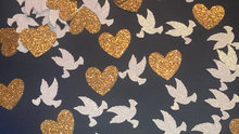 Corazón y paloma blanca y dorada, decoración para mesa, álbum de recortes, Confettis 2024 - compra barato