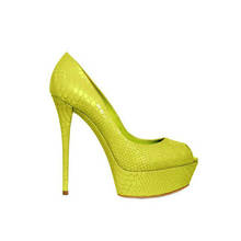 Qianruiti Neon Yellow Green Super High Heels Women Shoes Night Club Style Platform Wedding Party Shoes Sexy Peep Toe Women Pumps 2024 - buy cheap