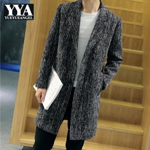 Winter Long Coat Fashion Men Slim Fit Woolen Blends Tranch Male Casual Windbreaker Single Breasted Slim Fit Coats 6XL 2024 - buy cheap