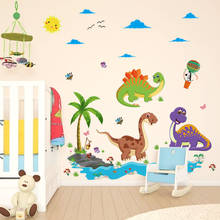 [Fundecor] cartoon Dinosaur Paradise wall stickers for kids rooms nursery children decals murals diy home decoration Adhesive 2024 - buy cheap