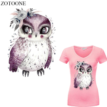 Zotoone transferências de ferro coruja em aquarela, para roupas, parca lavável, camiseta diy para decoração, transferência de calor de vinil e 2024 - compre barato