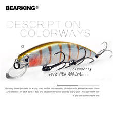 2018 бренд Bearking M109 рыболовные приманки Minnow 11 см 17 г качественные приманки для глубокого дайвинга 1,5 м воблеры рыболовные снасти Бесплатная доставка 2024 - купить недорого