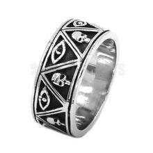 Illuminati Pyramid Eye Skull Ring Stainless Steel Jewelry Classic Freemasonry Masonic Motor Biker Mens Ring Wholesale SWR0699B 2024 - buy cheap