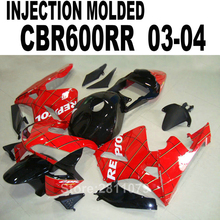 Novo kit de carenagem com molde de injeção para honda, cbr600rr, 03, 04, preto e vermelho, cbr600rr, 2003, 2004, at50 2024 - compre barato