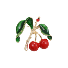 OneckOha Enameled Red Cherry Tree Brooches Plant Pin Garment Accessories 2024 - buy cheap