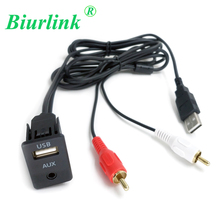 Biurlink Car 3.5mm 2RCA Audio Jack to AUX USB Male Dash Flush Mount Adapter for Mitsubishi outlander 3 2024 - buy cheap