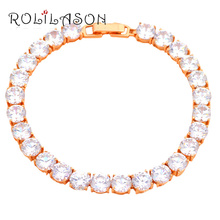ROLILASON Design de Luxo cristal cintilante zircão branco ouro Charme Pulseiras Presente para as mulheres Moda Saúde jóias TB803 2024 - compre barato
