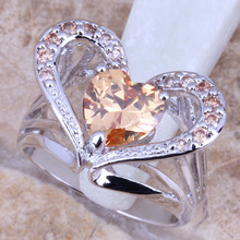 Wonderful Champagne Morganite Silver Plated  Women's Ring Size 5 / 6 / 7 / 8 / 9 R0822 2024 - buy cheap