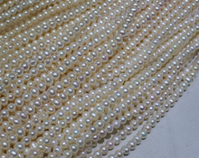 Cuentas de perlas reales de 7-8mm, 15 pulgadas, blancas, naturales, de agua dulce, sueltas, envío gratis, regalo hecho a mano 2024 - compra barato