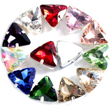 Multicolour Tri-angle Shape Sew On Rhinestones With Claw Crystal Flatback Glass Sew On Claw Rhinestones For Wedding Dress Y3454 2024 - buy cheap
