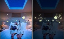 Pegatina de decoración de pared que brilla en la oscuridad para el hogar pegatinas de estrella y Luna regalo para niños lunas de manualidades para el hogar pegatinas luminosas 2024 - compra barato