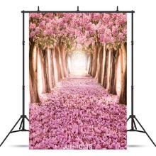 Pink Leaves Trees Walkway Vinyl Photographic Background for Wedding Children Baby New Born Backdrop Photocall Photo Studio 2024 - buy cheap