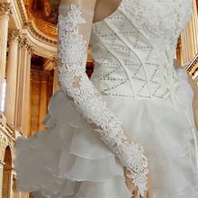 Guantes de boda para novia, guantes largos sin aleta, de encaje para boda 2024 - compra barato