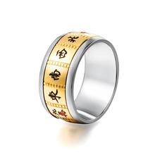 Chinese Style Stainless Steel Spinner Rings Fashion Gold Letter Rotate Mahjong Rings Transport Party Jewelry for Women and Men 2024 - buy cheap