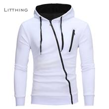 Litthing 2019 Spring Autumn Fashion Casual Solid Hoodies Men Pullover Sweatshirt Men Hooded Hoodie Zipper Tops Plus Size 3XL 2024 - buy cheap