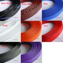 2M 25mm Wide 1" Braided PET Expandable Sleeving Cable Wire Sheath Black/Red/Orange/Green/Blue/Purple/Gray/White/Pink/Silver 2024 - buy cheap