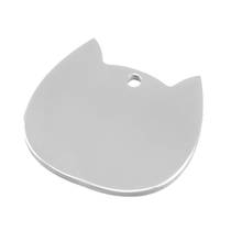 SIMSIMI cat name ID tags Cat head pet tag Stainless steel both sides mirror polished good quality blank charm pendant 50pcs 2024 - buy cheap