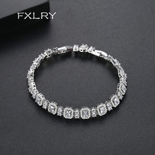 FXLRY-pulsera exquisita geométrica de zirconia cúbica para mujer, brazalete de lujo de color blanco, joyería para citas y bodas 2024 - compra barato
