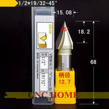 45 Degree 3D V Wood Arden Router Bit Cnc Tool Milling Cutter For MDF Plywood Cork Plastic Acrylic PVC 1/2" 12.7mm Shank A0310258 2024 - buy cheap