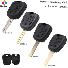 KEYECU 10 unids/lote carcasa de llave a distancia de coche con 2 botones y 4 modelos opcionales-FOB para Peugeot Partner Expert Boxer SX9 206 406 307 2024 - compra barato