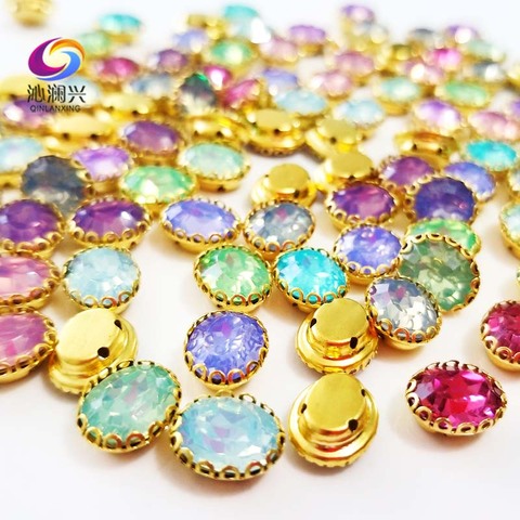 Super Beauty Protein Color oval shape sew on rhinestones with holes, Diy Clothing accessories 8x10mm 20pcs/bag 2022 - купить недорого