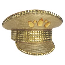 Gorra dorada de alto rendimiento británico para hombres y mujeres, gorro brillante de escenario, parche, sombrero militar para adultos 2024 - compra barato