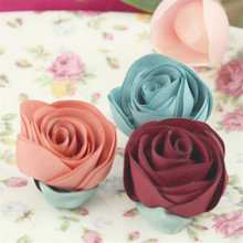 New Arrival 20PCS Handmade Rolling Rose Flower with Leaf Decor Chiffon DIY jewelry Fit for Girls Hair Jewelry Garment 2024 - buy cheap