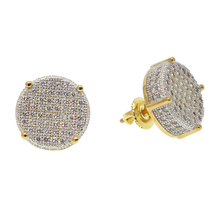 14mm micro pave sparking bling clear cz round dots Boy men hip hop bling fashion screwback earring 2024 - buy cheap