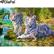 DIAPAI Diamond Painting 5D DIY 100% Full Square/Round Drill "Tiger waterfall" Diamond Embroidery Cross Stitch 3D Decor A24727 2024 - buy cheap