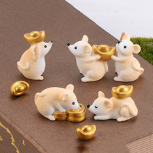 ZOCDOU 1 Piece Yellow Cute Yuanbao Golden Coin Mouse Ornaments Rich Mice Small Statue Little Figurine Crafts Animal Decoration 2024 - buy cheap