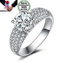 OMHXZJ Wholesale Personality Fashion OL Woman Girl Party Wedding Gift White Luxury AAA Zircon 925 Sterling Silver Ring RN194 2024 - buy cheap
