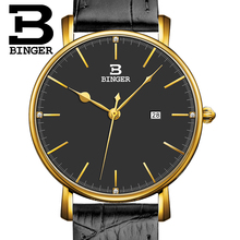 BINGER-Reloj de pulsera ultradelgado para mujer, accesorio de marca de lujo, con correa de cuero de cuarzo suizo, resistente al agua, B3053W-5 2024 - compra barato