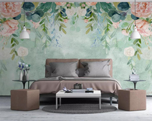 Custom wallpaper fresh watercolor flower mural home decoration pastoral mural TV background wall photo flower leaf 3d wallpaper 2024 - buy cheap