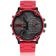 Cagarny Quartz Watch For Men Luxury Cool Big Case Red Silicone Steel Band Sports Wristwatch Man Clock Military Relogio Masculino 2024 - buy cheap