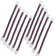 Cable de conexión de tira LED, 10mm, 4 pines, Conector de luz RGB SMD 5050, con dos conectores, 10 Uds. 2024 - compra barato