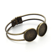 Двойной круглый браслет из античной бронзы 20 мм, пустая основа, оправа кабошона, F3084 2024 - купить недорого