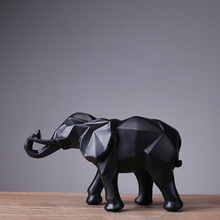 Estátua de elefante preto para decoração, artesanato de mesa de resina criativa, escultura geométrica abstrata, ornamento de decoração de casa, estatueta de animal 40 2024 - compre barato