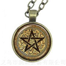 2018 Supernatural Pentagram Glass Necklace Gothic Pendant Satanism Evil Occult Pentacle Jewelry Pagan Charm Gift For Friends 2024 - buy cheap