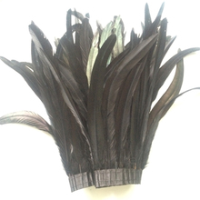 Free Shipping 10Meters/lot  black Rooster Feather Trims 30-35cm width coque Feather strung Chicken Feather trimming 2024 - buy cheap