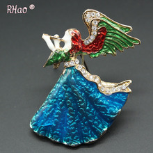 RHao 2018 New Flying Wings angel Brooches Blue Dress Enamel pins Music Figure Girls Brooches Women and Men Clothes broach gifts 2024 - buy cheap