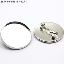 5pcs 25mm Silver Color Plated Brooch Base Brooch Settings Glass Cabochon Tray Supplies for Jewelry BR-003 2024 - buy cheap