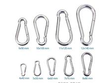 1pcs stainless steel 304 Spring buckle Carabiner Insurance buckles Rigging spring hook and loop screws 9x90mm 10x100mm 2024 - buy cheap