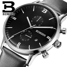 relojes hombre 2017 New BINGER Men Chronograph Watches 30 m Waterproof Quartz Casual Simple Leather Wristwatches relogio masculi 2024 - купить недорого