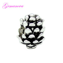 Free shipping Christmas tree pine cone decoration European big hole charm beads female Fit Pandora Bracelet Women's DIY Jewelry 2024 - buy cheap