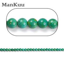 ManKuu 6/7/8/10/12mm Round Green Stone Beads Wholesale Price Strand Green Turquoises Natural Stone Beads For DIY Jewelry Making 2024 - buy cheap